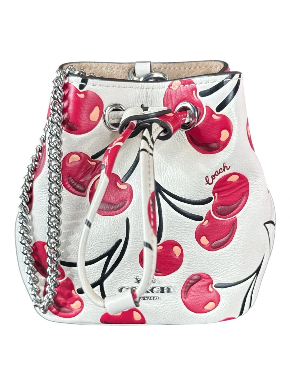 COACH Drawstring Wristlet with Cherry Print